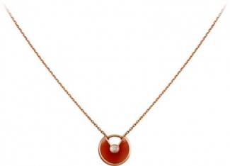 Amulette de Cartier Carnelian Diamond Necklack in Yellow Gold, White Gold and Pink Gold